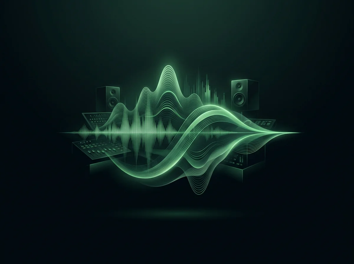 AI music generation workspace illustration